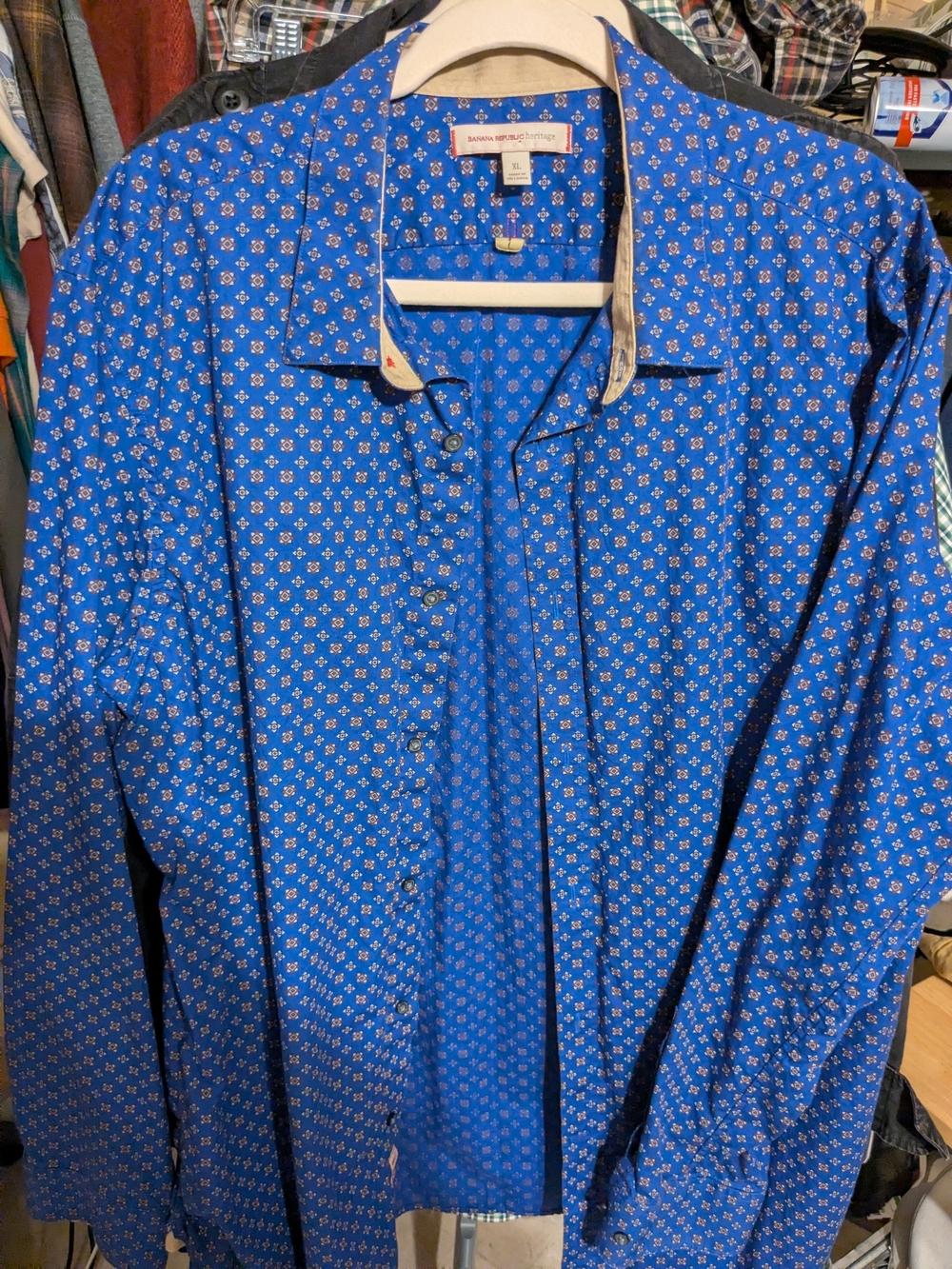 Banana Republic "Heritage" Royal Blue Micro-Print Button-Down Shirt